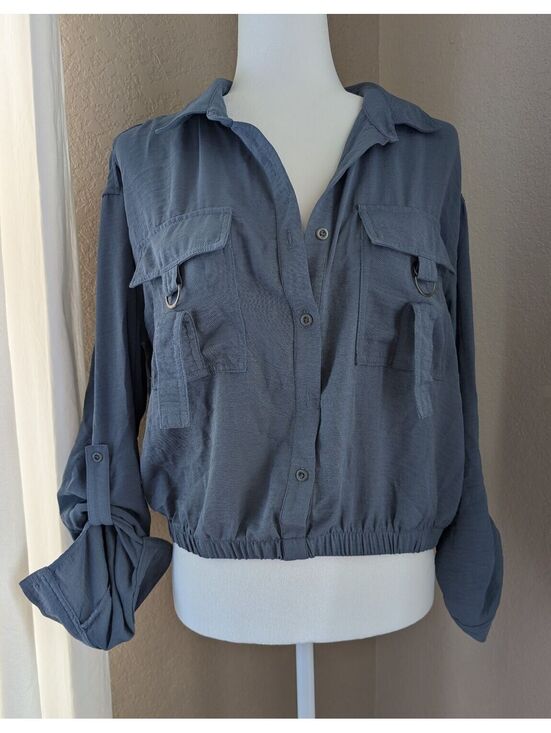 Tops - No comment Smocked Button-down blouse